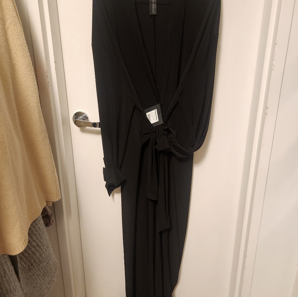 Norma Kamali Tie Front Black Maxi Dress With Tag - Picture 8 of 8